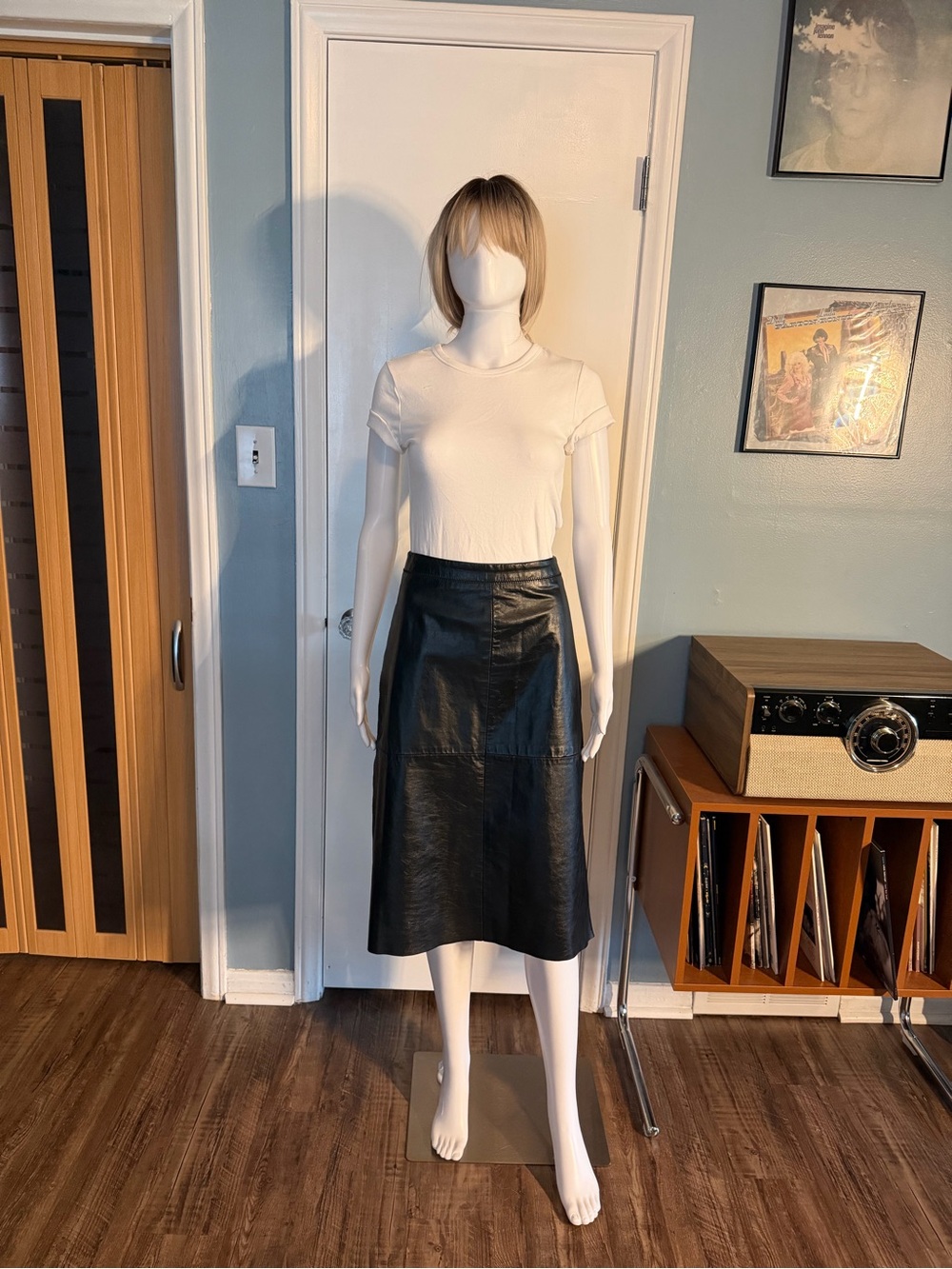GAP Leather (Genuine) A-Line Midi Skirt